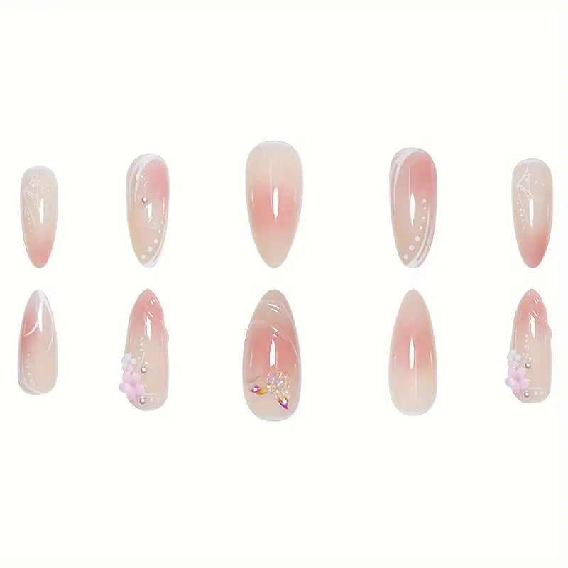 3D Floral Pink Acrylic Nails