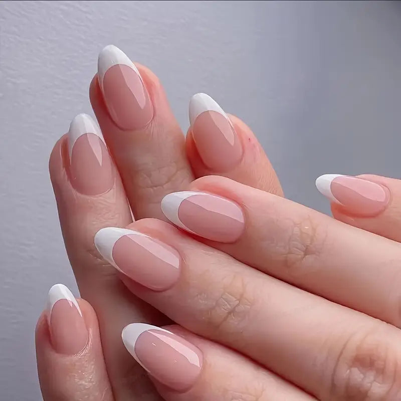 Classic French Tip Elegance with Almond Shape