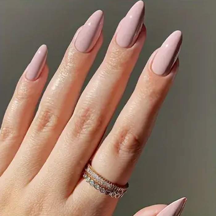 Elegant Nude Pink Almond Nails