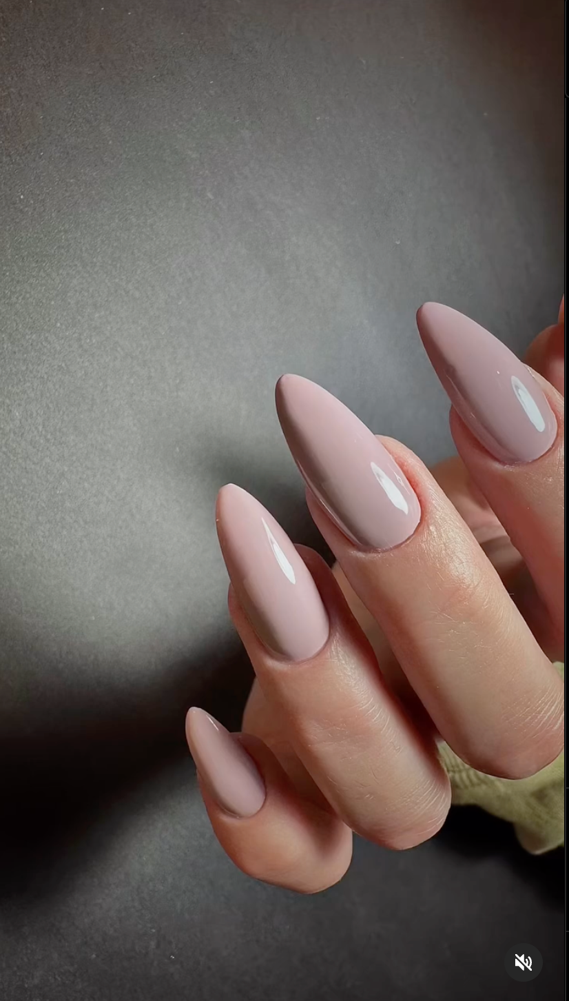 Elegant Nude Pink Almond Nails