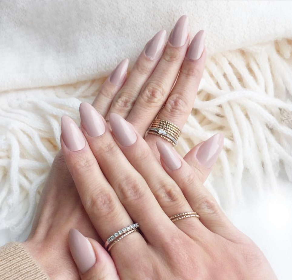 Elegant Nude Pink Almond Nails