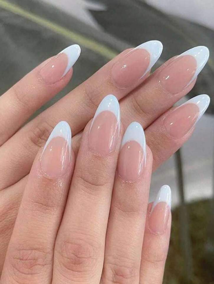 Classic French Tip Elegance with Almond Shape